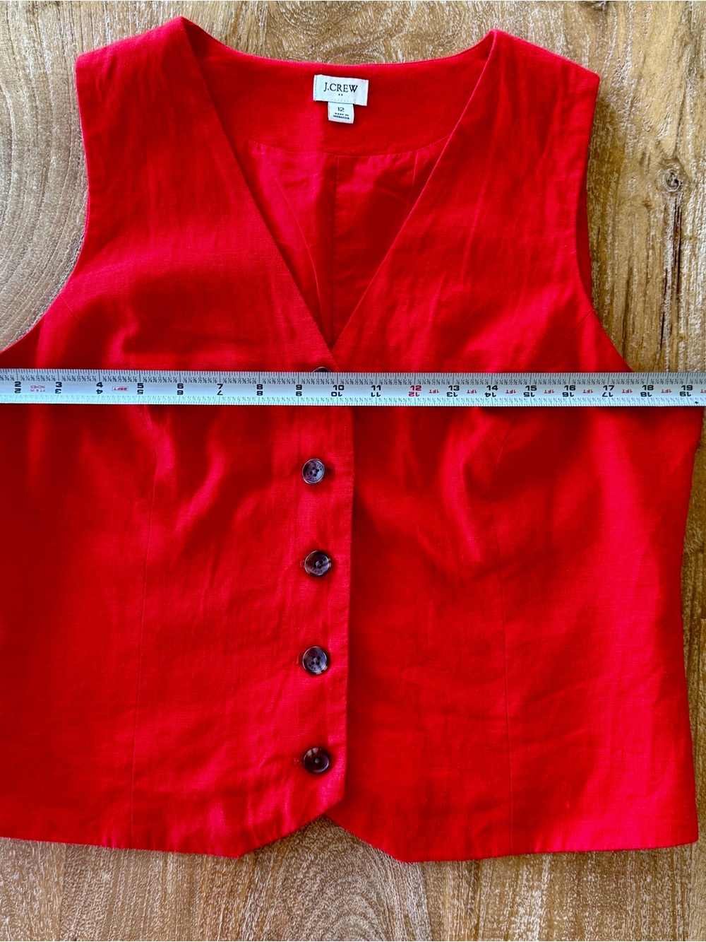 J. Crew Women's Red Linen Blend Vest & Shorts Set - Picture 6 of 12